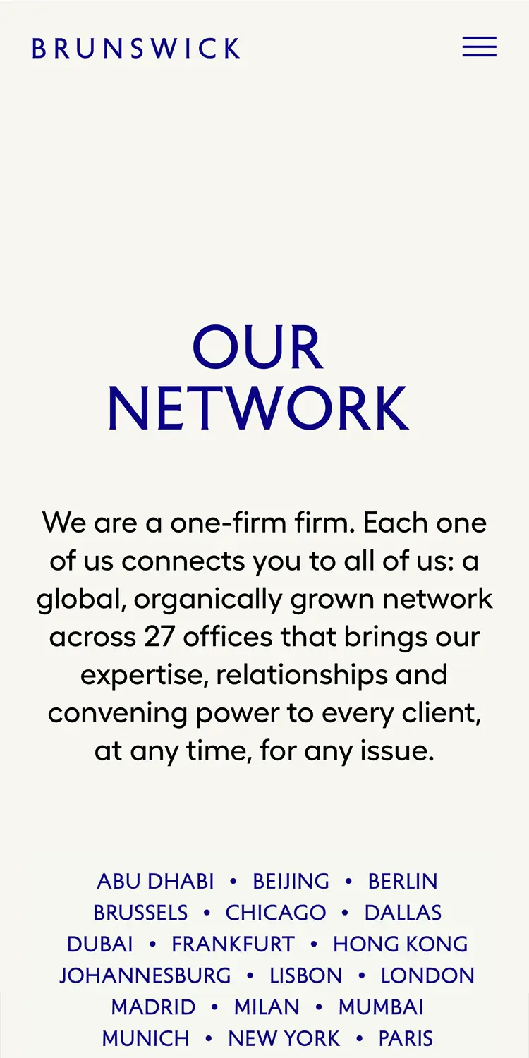 Brunswick group mobile screen - our network