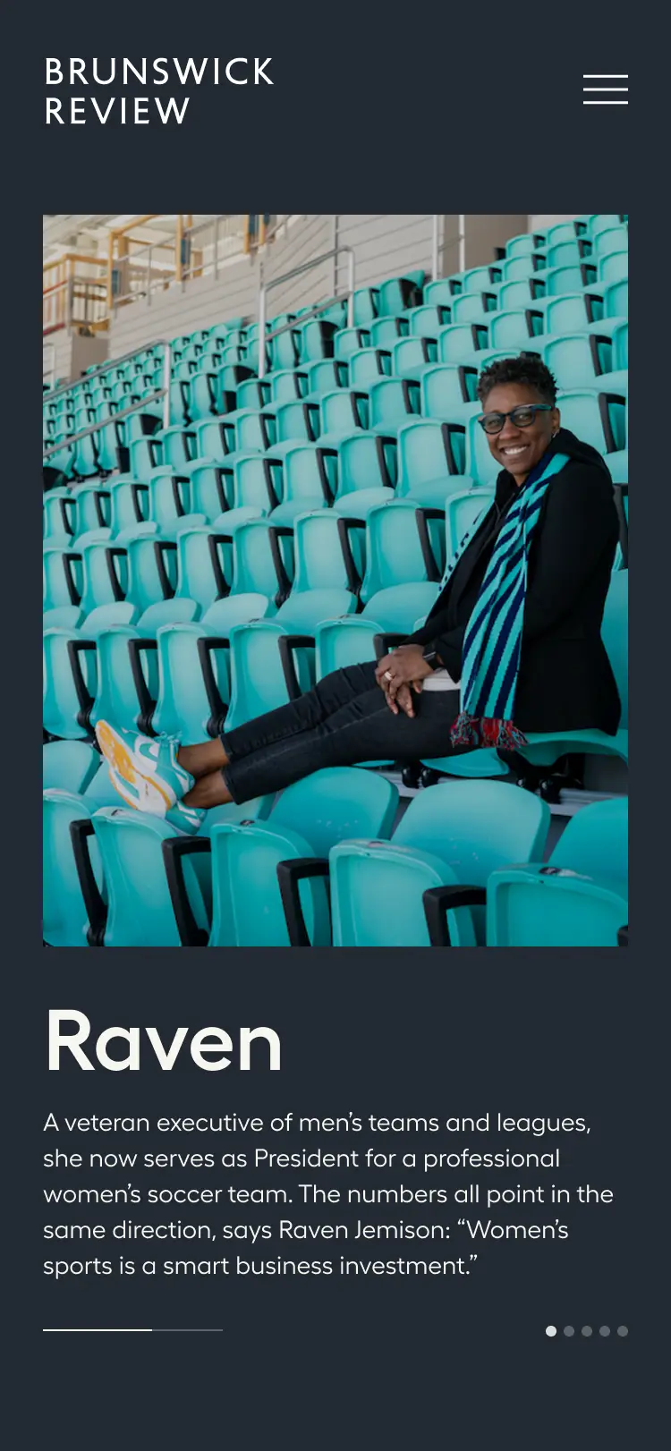 Brunswick Review mobile screen - slider story: raven