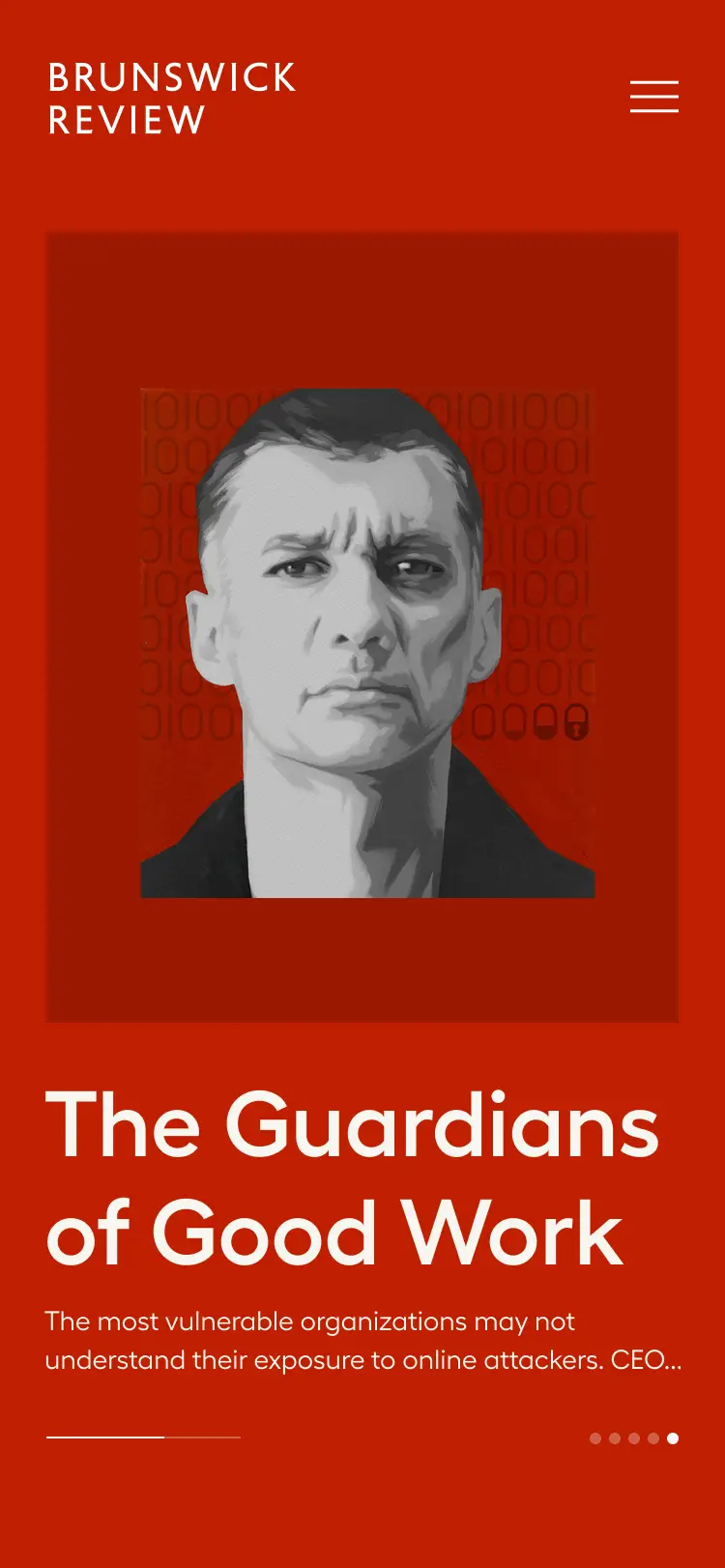 Brunswick Review mobile screen - slider story: the guardians of good work
