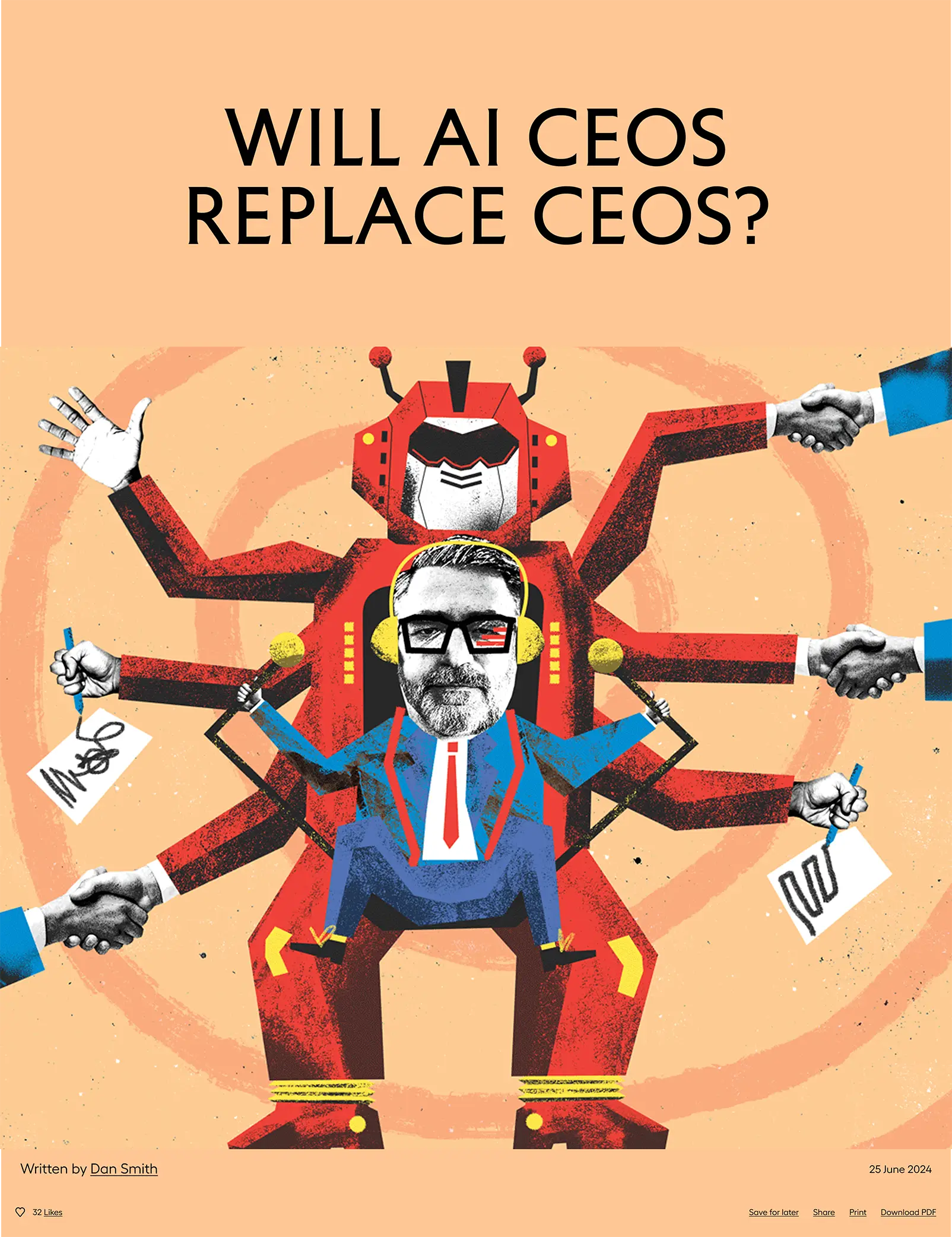Brunswick Review magazine story cover page view: will AI CEOs replace CEOs
