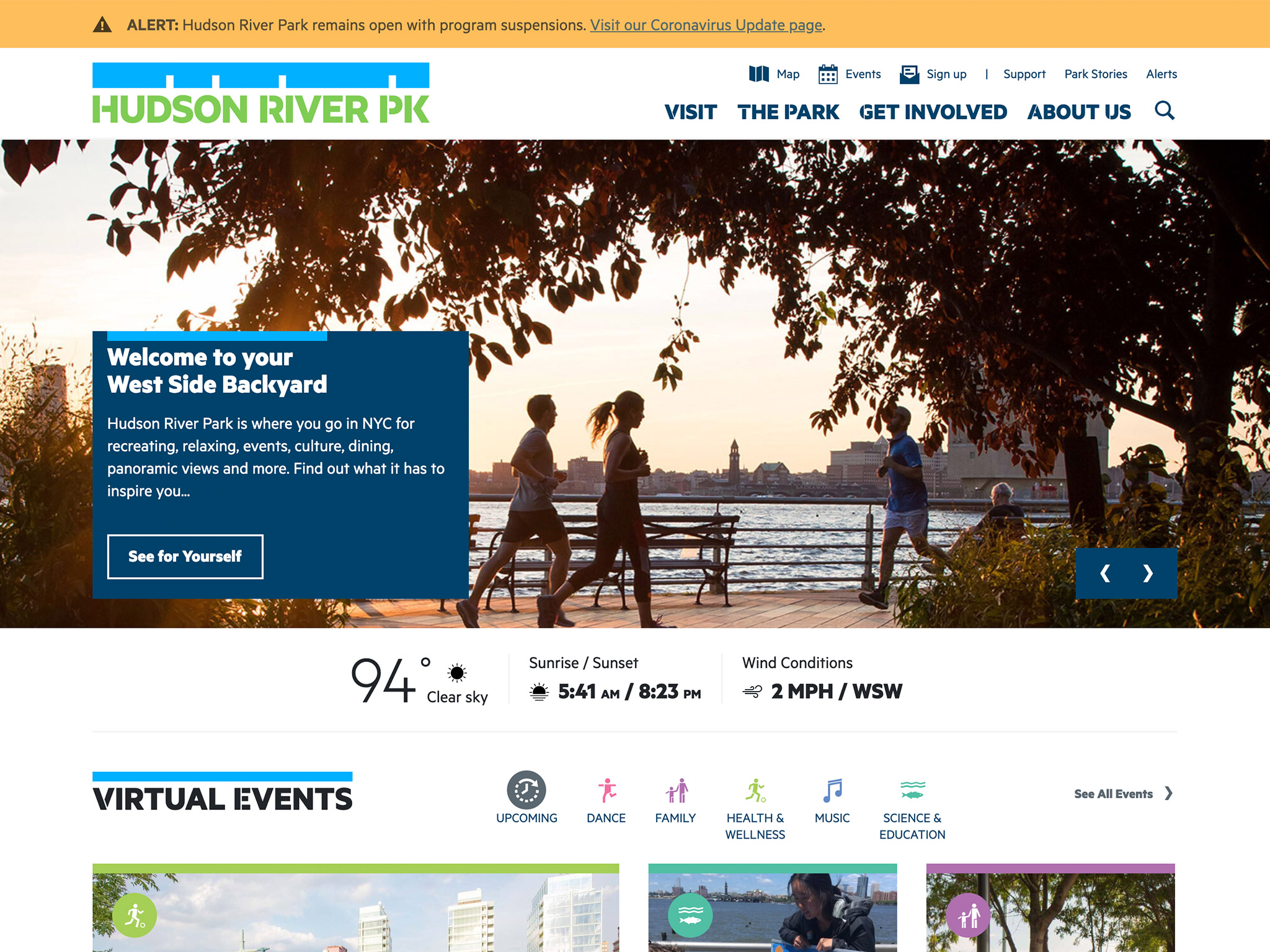 Hudson River Park homepage