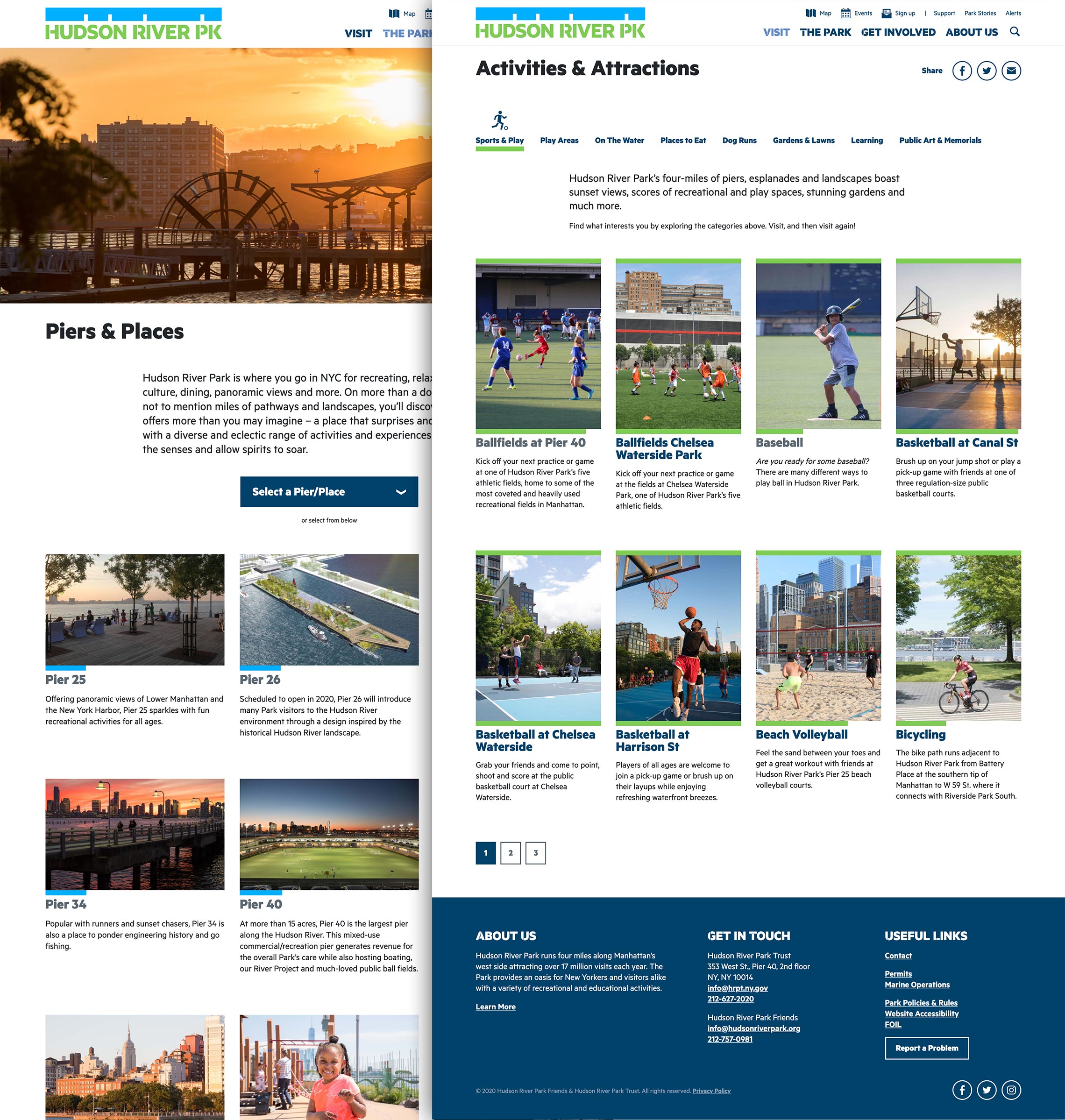 Hudson River Park's Piers and Places and Activities and Attractions pages