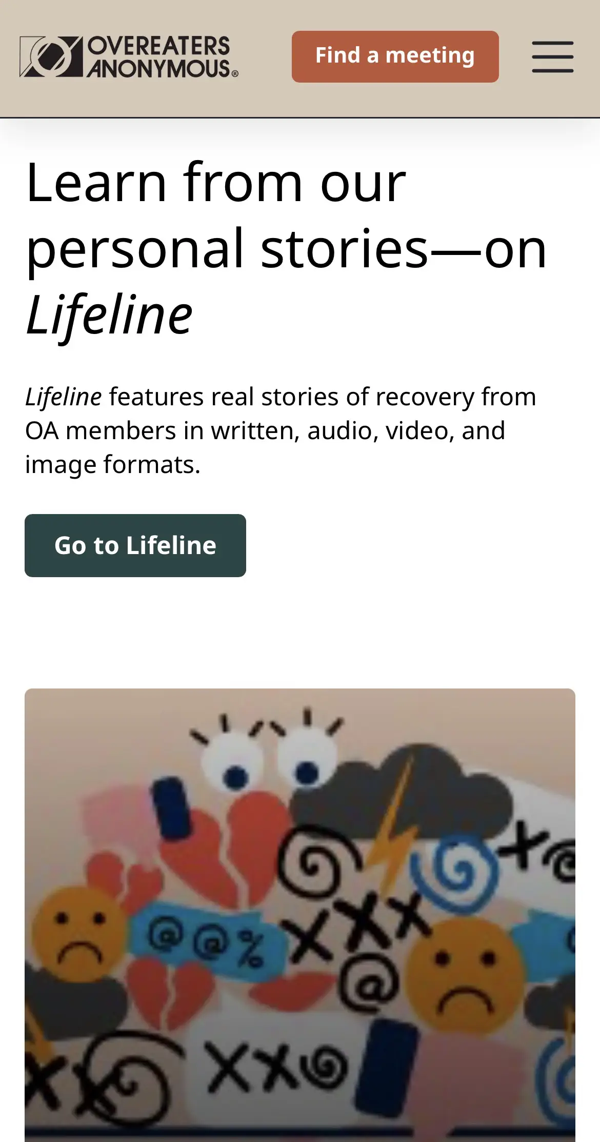 OA lifeline page in mobile frame