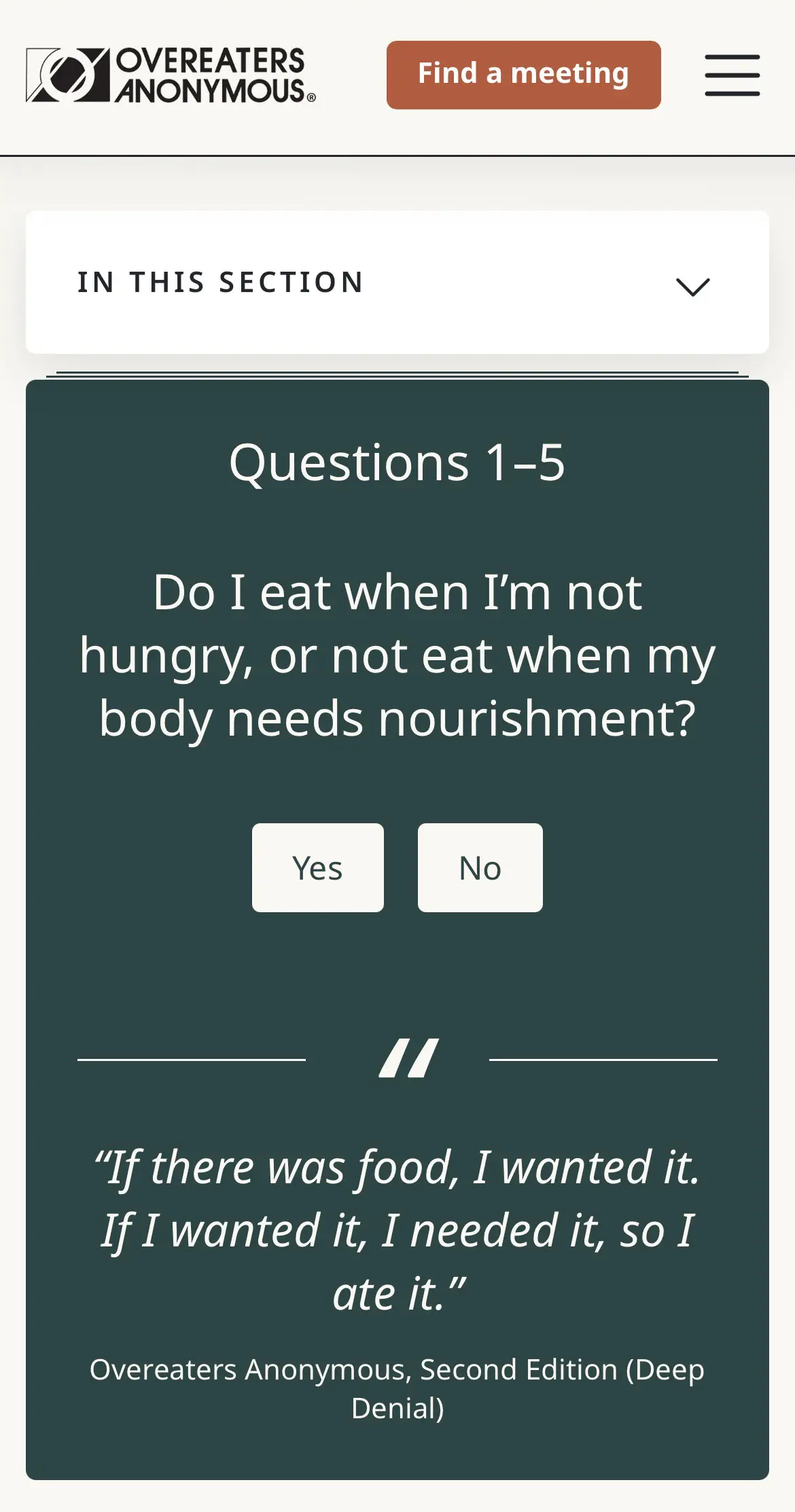 OA quiz page in mobile frame